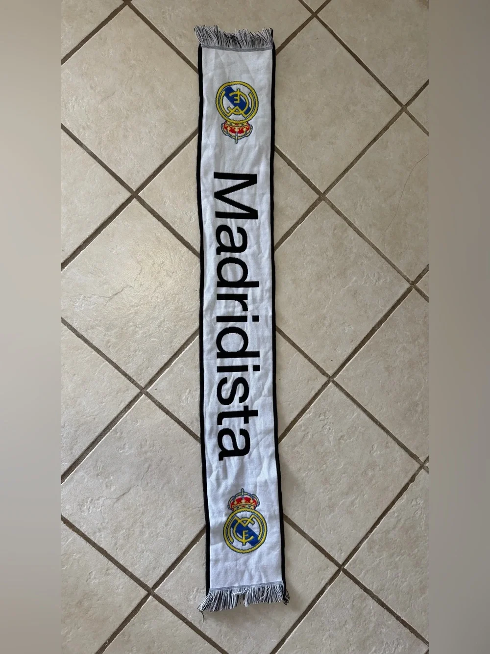 Real Madrid 'Madridista' World Cup Soccer Futbol Fan Scarf - White & Black